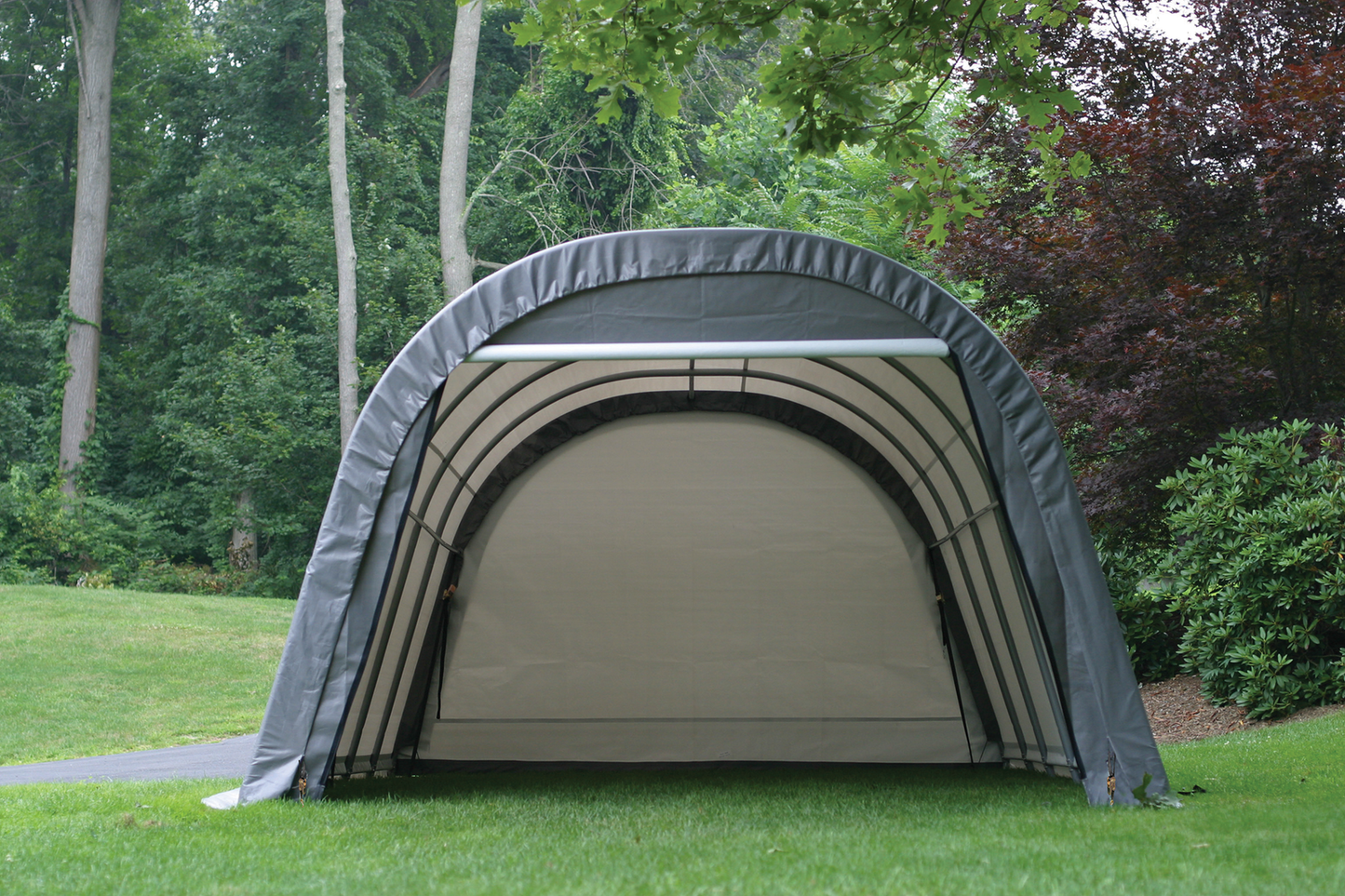 ShelterCoat Custom Round Wind and Snow Rated Shelter, 12 ft. x 20 ft. x 8 ft. Standard PE 9 oz. Gray