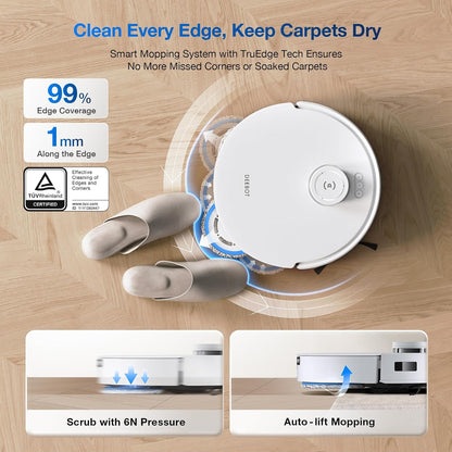 ECOVACS DEEBOT T30S COMBO Robot Vacuum Cleaner 11000Pa with Handheld Vacuum, Dual Auto Empty/15mm Auto Mop Lifting/Hot Water Mop Washing/Hot Air Mop Drying, AI-Obstacle Avoidance