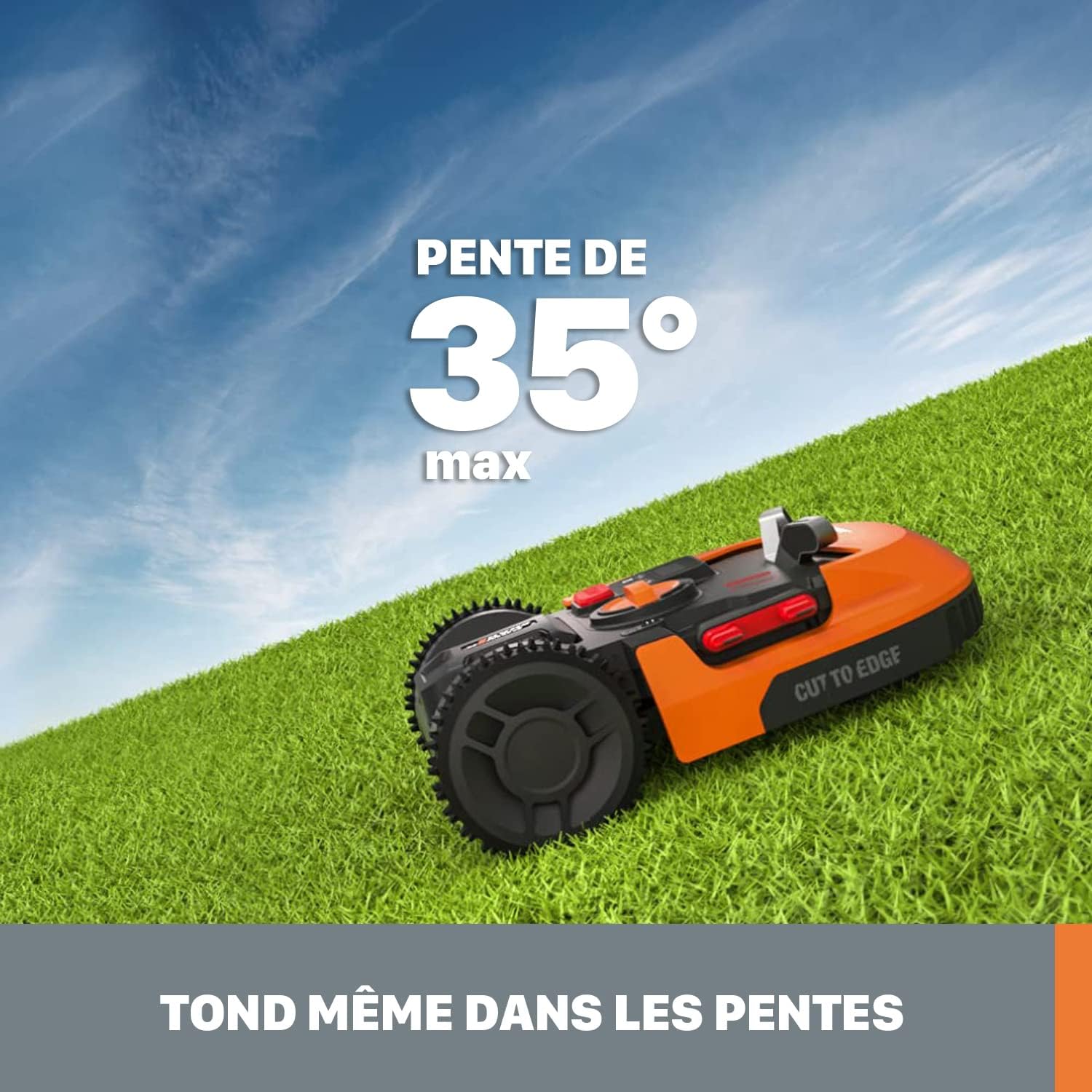 WORX Landroid Plus WR165E Robotic Lawnmower with Boundary Cable for Gardens up to 500 m² (AIA Navigation, App Control, WiFi, Bluetooth and Floating Mower - Max Gradient: 35%)