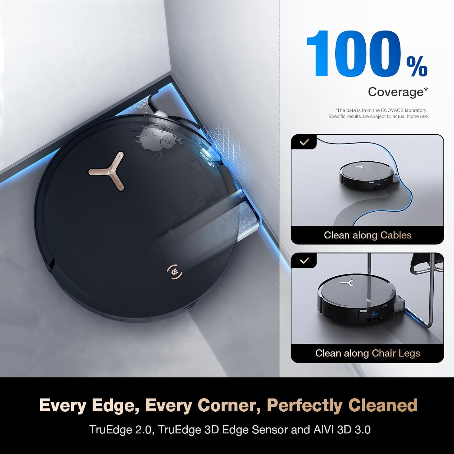 ECOVACS DEEBOT X8 PRO OMNI Robot Vacuum and Mop, 18000Pa, OZMO ROLLER Instant Self-Washing Mopping, 40-75℃ Hot Water Mop Washing, Auto Cleaning Solution Adding, Hot Air-Drying, Self-Emptying, Black