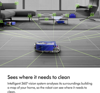 Dyson 360 Vis Nav™ robot vacuum, full-width brush, designed for all floor types (Blue/Nickel)