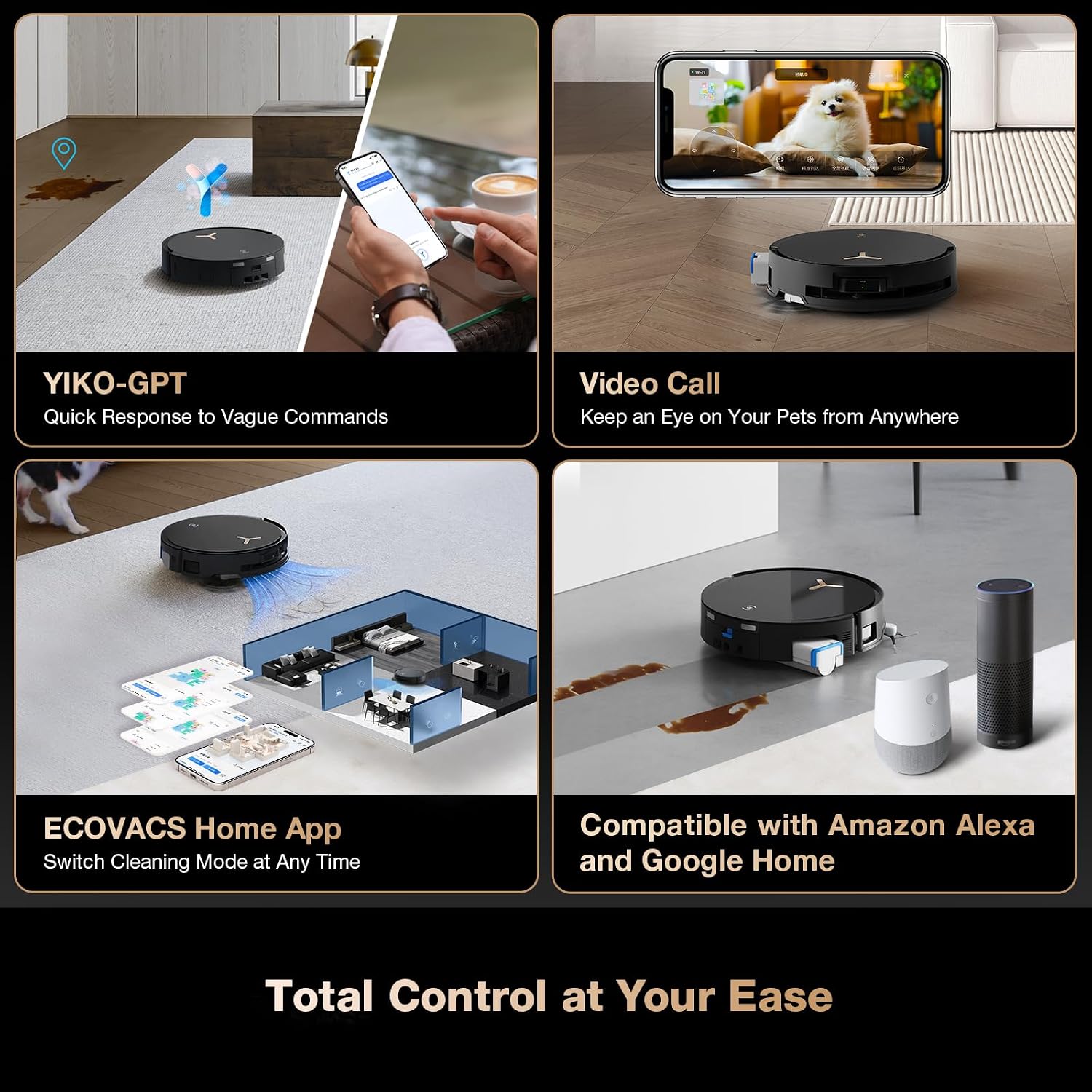 ECOVACS DEEBOT X8 PRO OMNI Robot Vacuum and Mop, 18000Pa, OZMO ROLLER Instant Self-Washing Mopping, 40-75℃ Hot Water Mop Washing, Auto Cleaning Solution Adding, Hot Air-Drying, Self-Emptying, Black