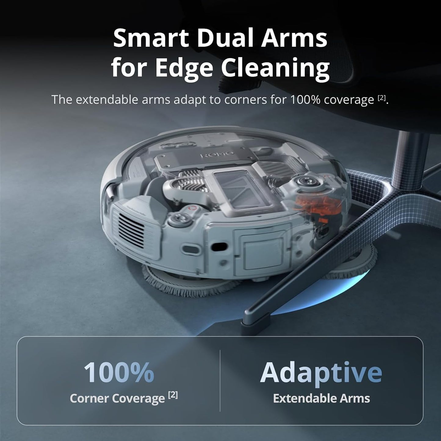 DJI ROMO P Robot Vacuum Cleaner and Mop With Transparent Design, 25,000 Pa Suction, Drone-Level Sensing, Dual Robotic Arms, 200-Day Maintenance-Free Operation, Customizable Mopping Solutions