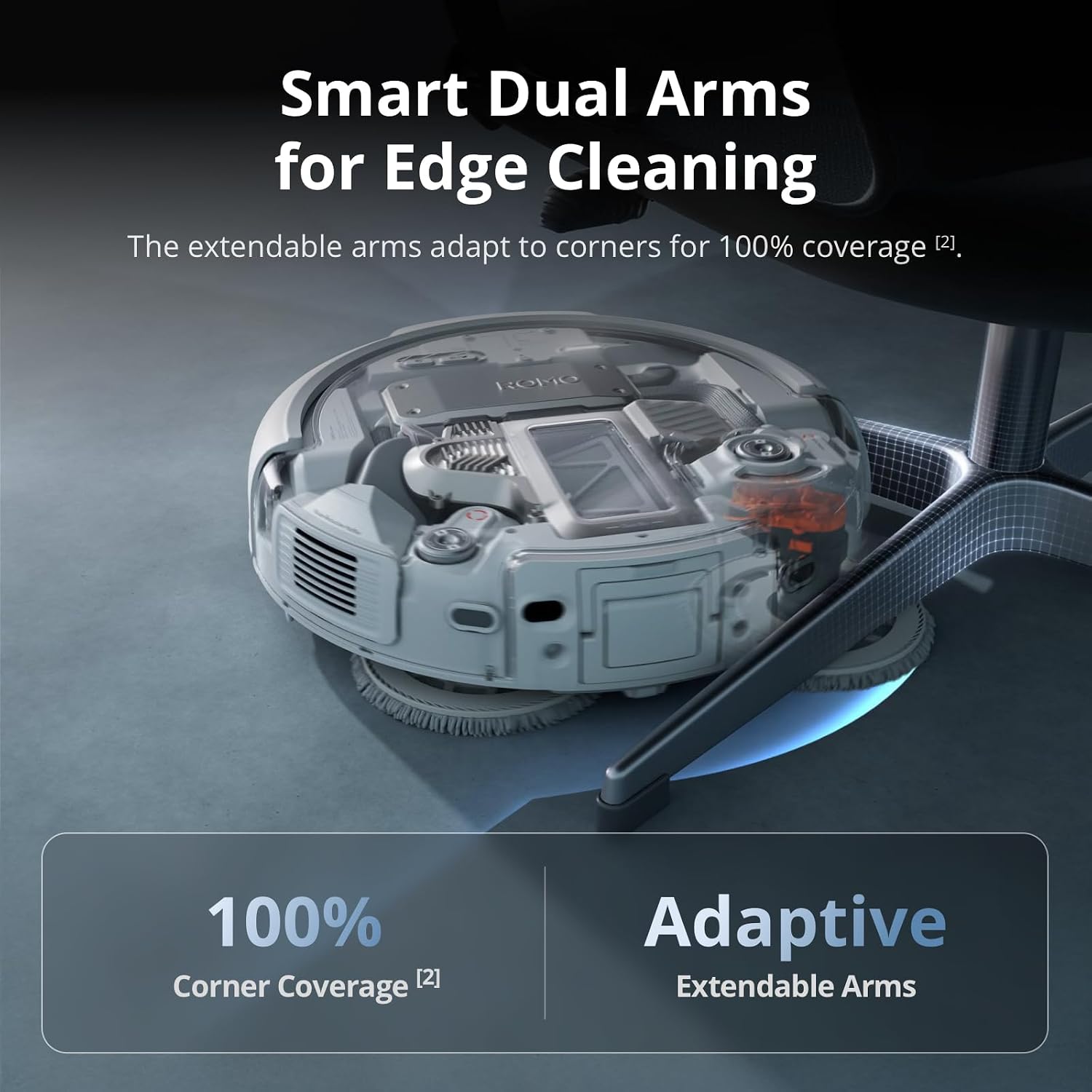 DJI ROMO P Robot Vacuum Cleaner and Mop With Transparent Design, 25,000 Pa Suction, Drone-Level Sensing, Dual Robotic Arms, 200-Day Maintenance-Free Operation, Customizable Mopping Solutions
