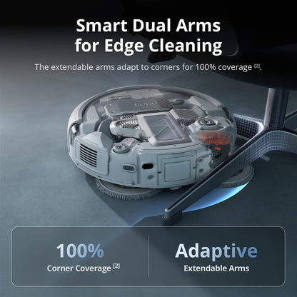 DJI ROMO P Robot Vacuum Cleaner and Mop With Transparent Design, 25,000 Pa Suction, Drone-Level Sensing, Dual Robotic Arms, 200-Day Maintenance-Free Operation, Customizable Mopping Solutions