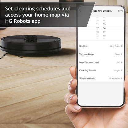 HG4 Robot Vacuum Cleaner, Up to 4000Pa Suction, Laser Navigation, Wi-Fi, Charging Base with Automatic Return, Obstacle Sensor, Customisable Home Map [HG410D]