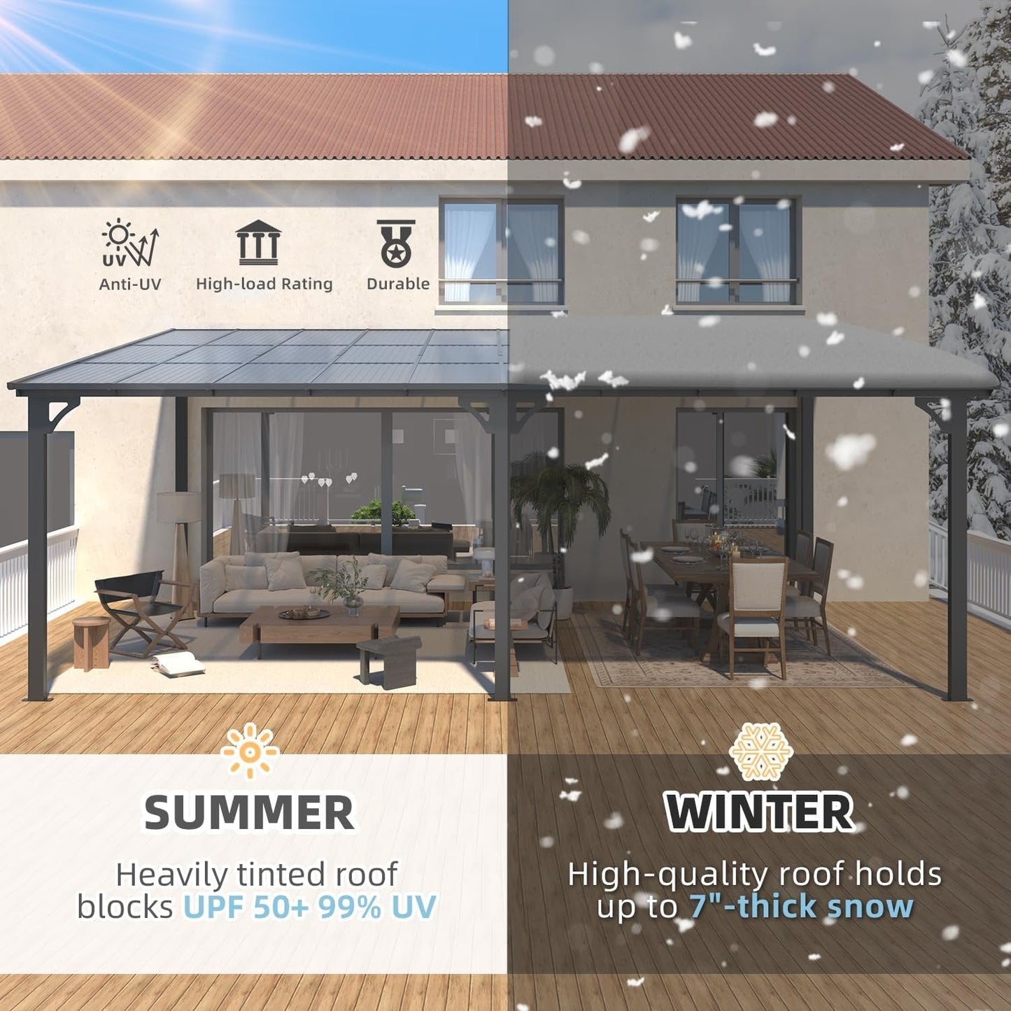 Aecojoy 20’x12′ Wall Mounted Gazebos Pergola
