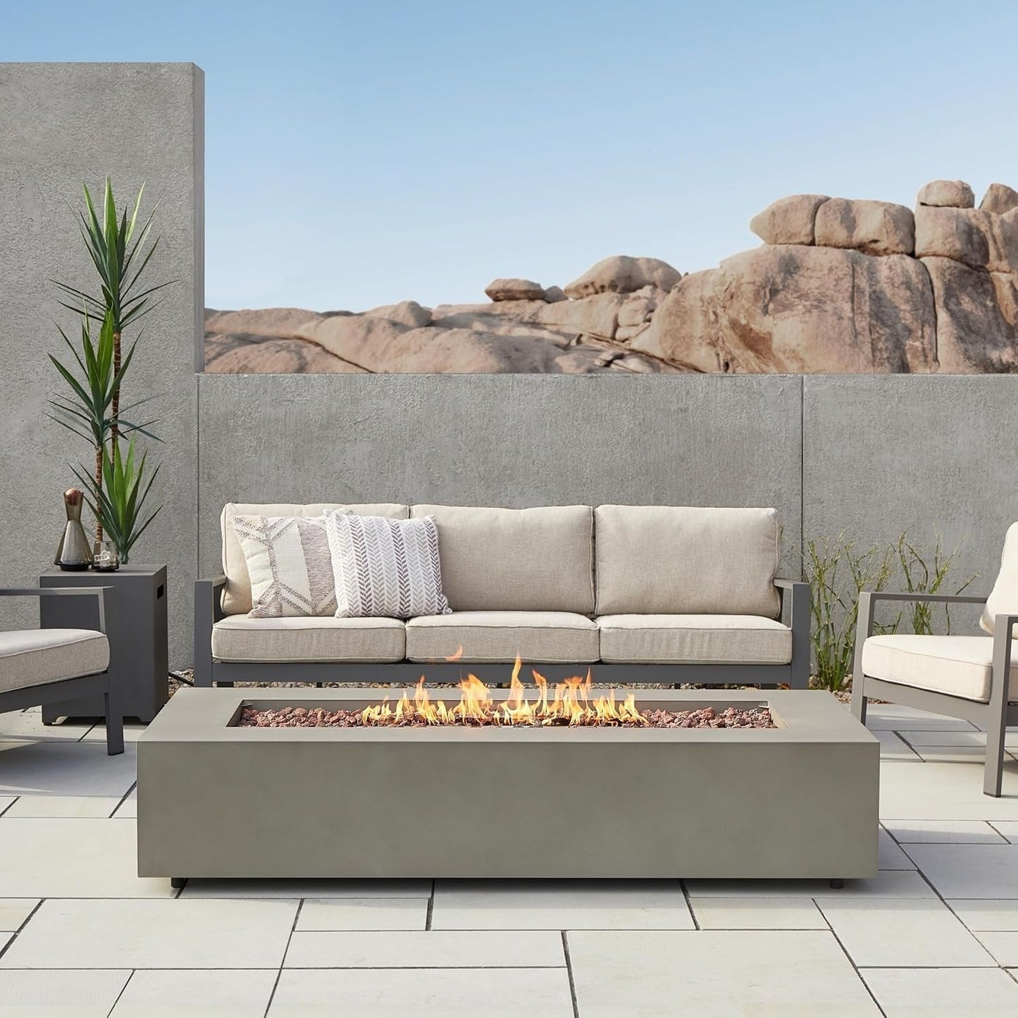Real Flame Aegean 70″ Rectangle Propane Fire Table