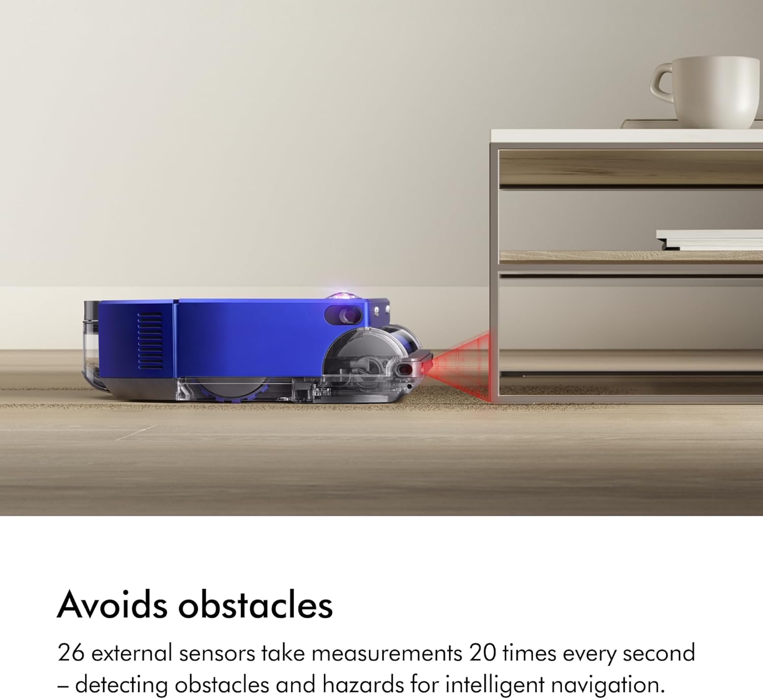 Dyson 360 Vis Nav™ robot vacuum, full-width brush, designed for all floor types (Blue/Nickel)