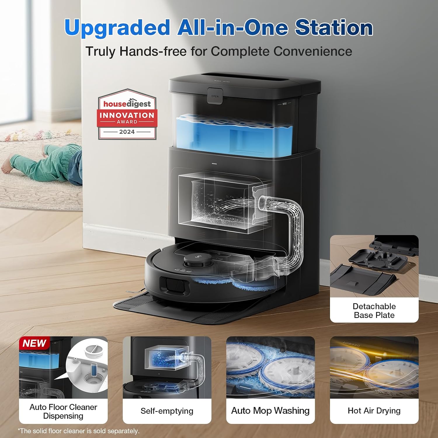 ECOVACS DEEBOT N30 Pro Omni Robot Vacuum and Mop, 2024 New Launch, 10000Pa Suction, TruEdge Adaptive Edge Mopping, ZeroTangle 2.0 Technology, Hot Air-Drying, Self-Emptying, Auto-Lift Mopping