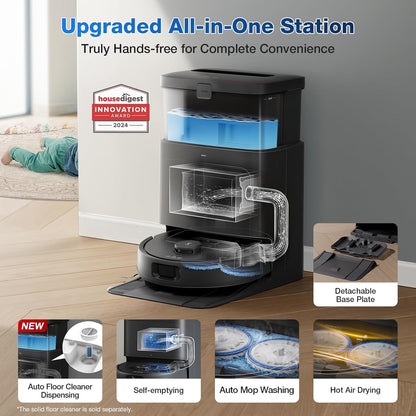ECOVACS DEEBOT N30 Pro Omni Robot Vacuum and Mop, 2024 New Launch, 10000Pa Suction, TruEdge Adaptive Edge Mopping, ZeroTangle 2.0 Technology, Hot Air-Drying, Self-Emptying, Auto-Lift Mopping