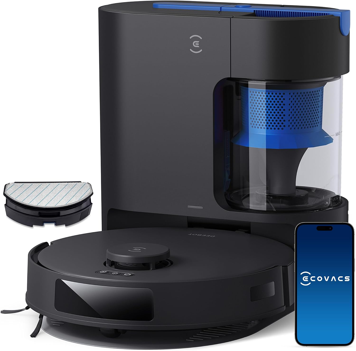 ECOVACS DEEBOT N20 PRO Plus Robot Vacuum and Mop,with Bagless Self Emptying Station, 8000Pa Suction,OZMO Pro 2.0 Vibrating Mopping System, Anti-Tangle Technology,45-Day Capacity,300 Minutes Runtime