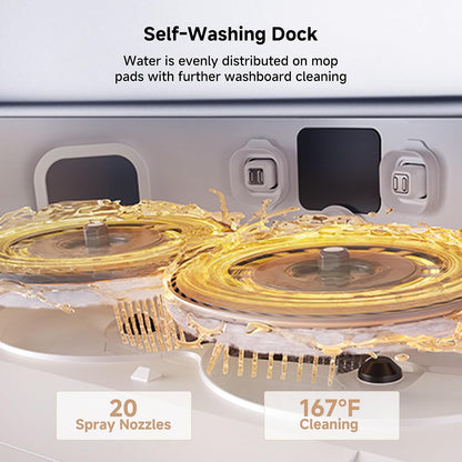 Mova P50 Pro Ultra Robot Vacuum Cleaner with Removable Lift Broom, 19,000Pa Suction, Tangle-Free Brush, Side Brush, Extended Cleaning, Broom, and 75°C Washing Board