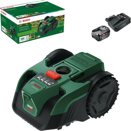 Bosch Cordless Robot Lawn Mower VISIMOW18V-100 (For Lawns up to 100 m², Cutting Width: 16 cm, Height of Cut: 20-60 mm, incl Battery and Charger)