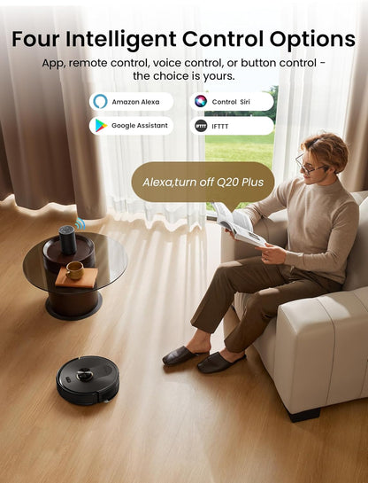 Proscenic Q20 Plus Robot Vacuum Cleaner with Mop, Multi-Cyclone Bagless Self Emptying Docking Station, 10000pa/180min Runtime, Lidar Navigation, Robotic Vacuum for Pet Hair, Carpet and Hard Floor
