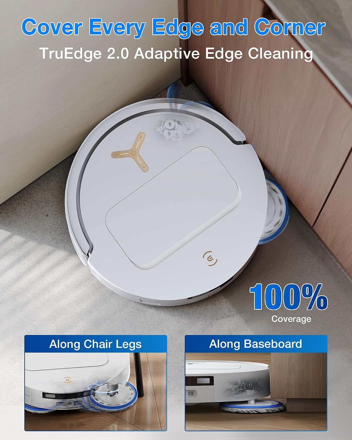 ECOVACS DEEBOT T50 PRO OMNI Gen 3 Robot Vacuum Cleaner with Mop, 81mm Ultra Thin, 25000Pa Suction, AIVI 3D 3.0, ZeroTangle 3.0 Anti Hair Tangle System,TruEdge 2.0 Coverage,Self Cleaning, White