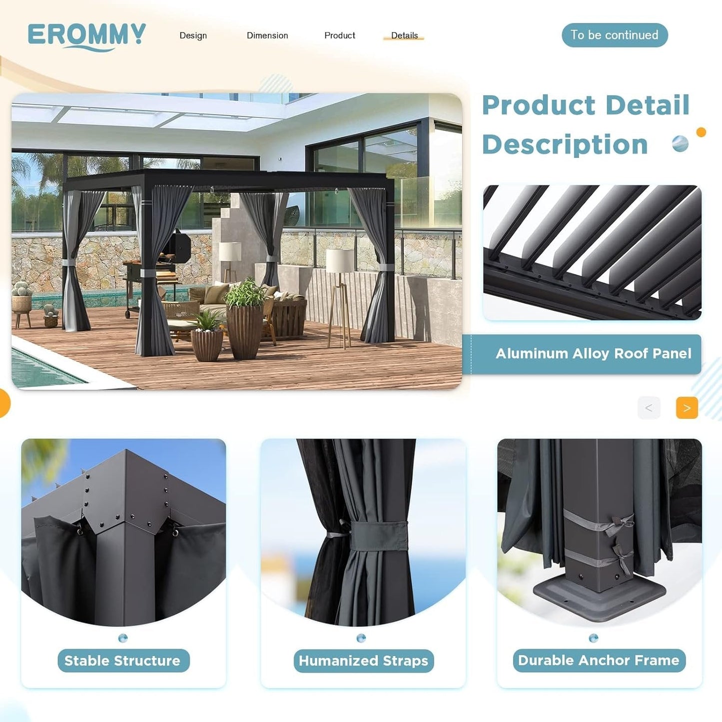 EROMMY 10 ft. W x 10 ft. D Outdoor Louvered Pergola