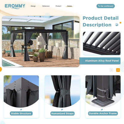 EROMMY 10 ft. W x 10 ft. D Outdoor Louvered Pergola