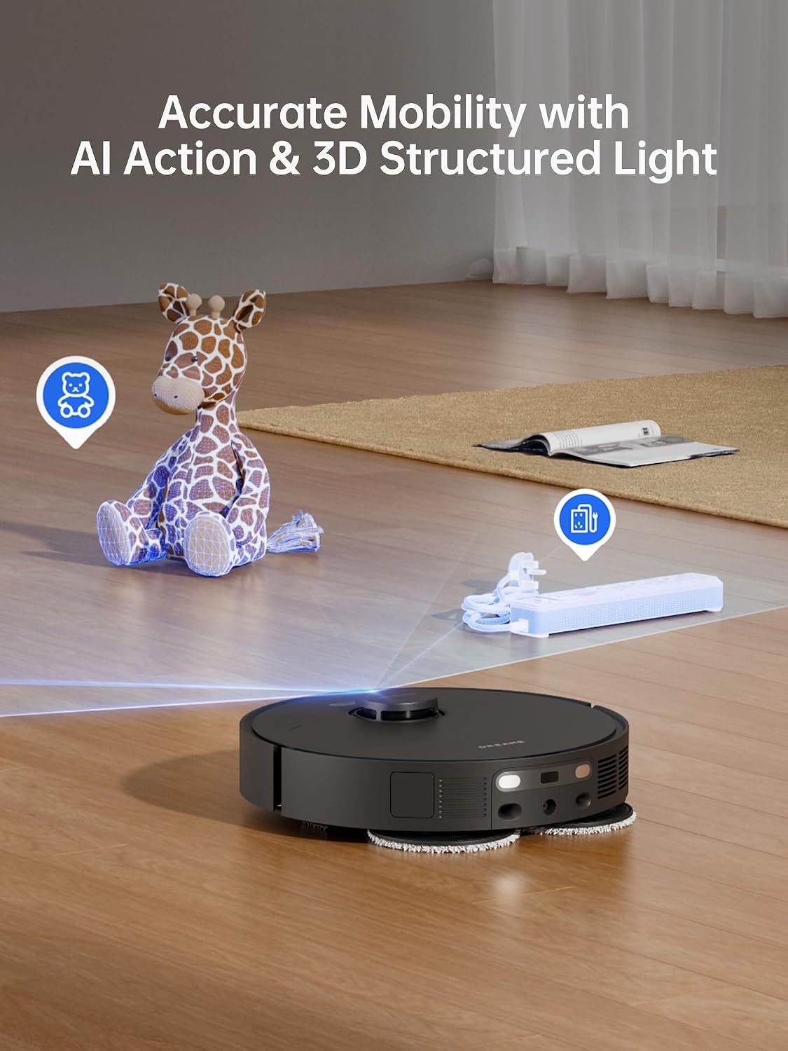 DREAME X30 Ultra Robot Vacuum Cleaner with Detachable and Lift-Up Mop, Auto Empty Robot and Mop Combo with Side Brush, 8300Pa Suction, Self-Cleaning Mop and