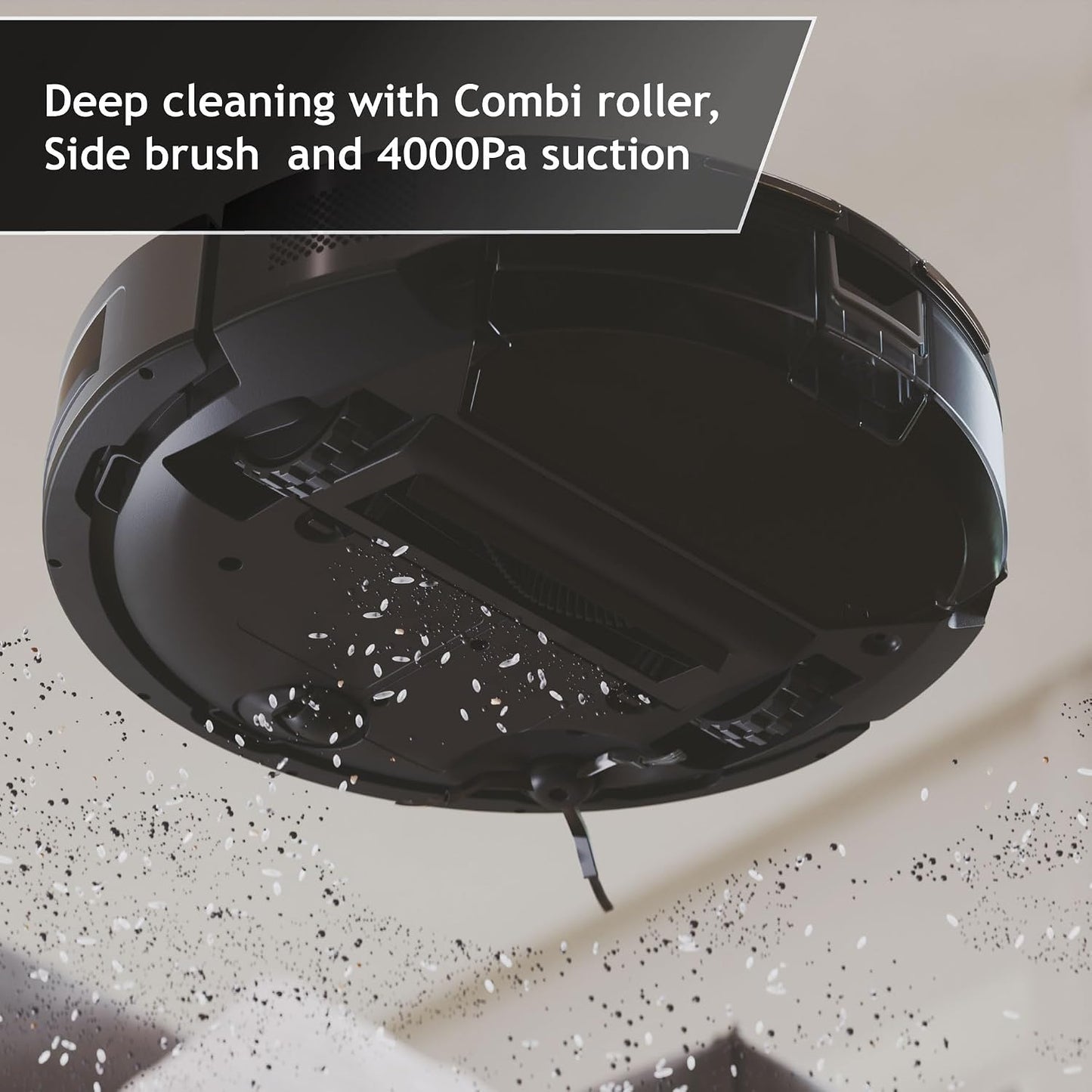 HG4 Robot Vacuum Cleaner, Up to 4000Pa Suction, Laser Navigation, Wi-Fi, Charging Base with Automatic Return, Obstacle Sensor, Customisable Home Map [HG410D]