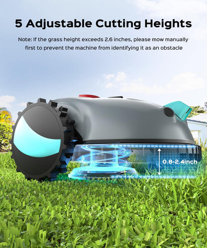 YARDCARE V100 Robot Lawnmower without Boundary,Vision Navigation,150 Obstacle Detection,20-60 mm Cutting Height,Robotic Lawnmower with Magnetic Wires,Low Noise,Replacement Blades,Spot Mow, Max.150m²