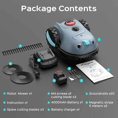 Robot Lawnmower without Boundary, Vision Navigation, 150 Obstacle Dectection,Adjustable Cutting Height,Magnetic Wires,Robotic Lawnmower