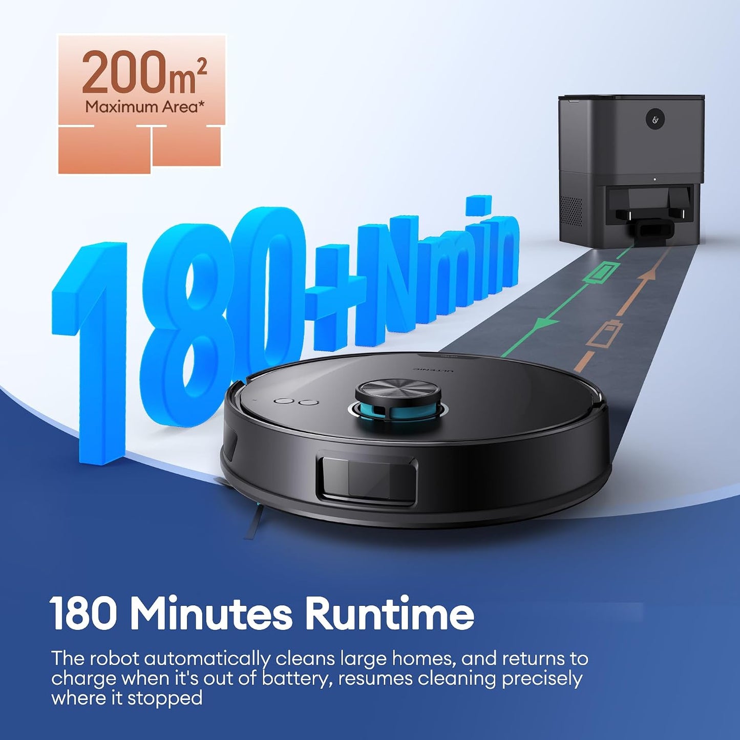 Ultenic T20 Pro Robot Vacuum Cleaner with Mop 8000Pa, 180 Mins Runtime