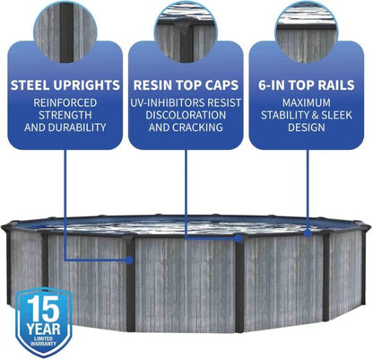 Blue Wave San Pedro 24-ft Round 52-in Deep 6-in Top Rail Above Ground Steel Wall Swimming Pool