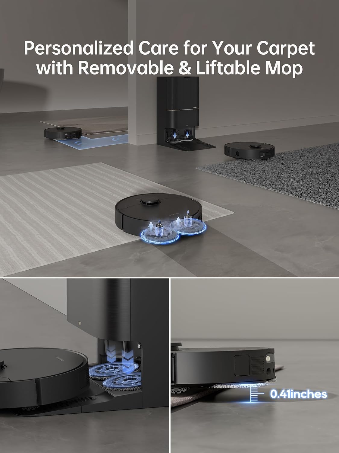 DREAME X30 Ultra Robot Vacuum Cleaner with Detachable and Lift-Up Mop, Auto Empty Robot and Mop Combo with Side Brush, 8300Pa Suction, Self-Cleaning Mop and