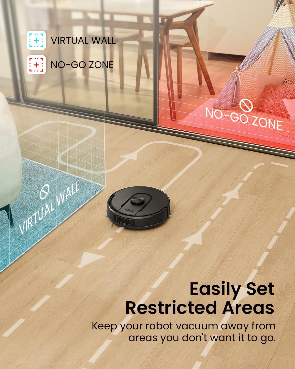 Vexilar Self-Emptying Robot Vacuum Cleaner with Mop, Laser Navigation, Up to 60 Days of Hands-Free Cleaning, 180 Mins Runtime, Strong 10000Pa Suction Robot Vacuum to Clean Floors, Carpets, Pet Hair