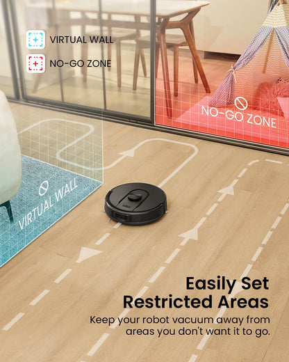 Vexilar Self-Emptying Robot Vacuum Cleaner with Mop, Laser Navigation, Up to 60 Days of Hands-Free Cleaning, 180 Mins Runtime, Strong 10000Pa Suction Robot Vacuum to Clean Floors, Carpets, Pet Hair