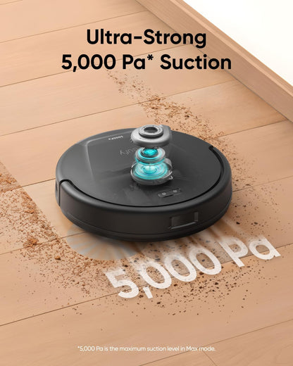 eufy L60 Robot Vacuum Cleaner with Self Empty Station, Hair Detangling Technology, Up to 60 Days of Hands Free Cleaning, Ultra Strong 5,000 Pa Suction to Remove Hair, Dust, iPath Laser Navigation