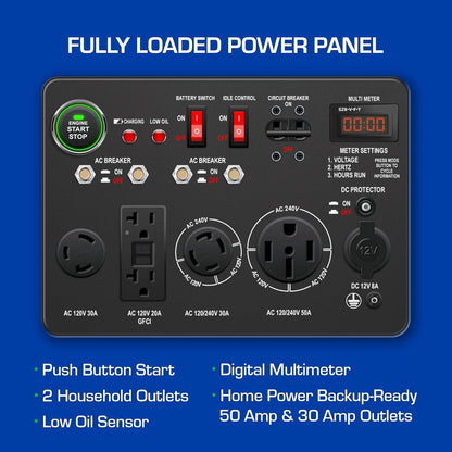 DuroMax XP13000EH 13,000 Watt Dual Fuel Portable Generator