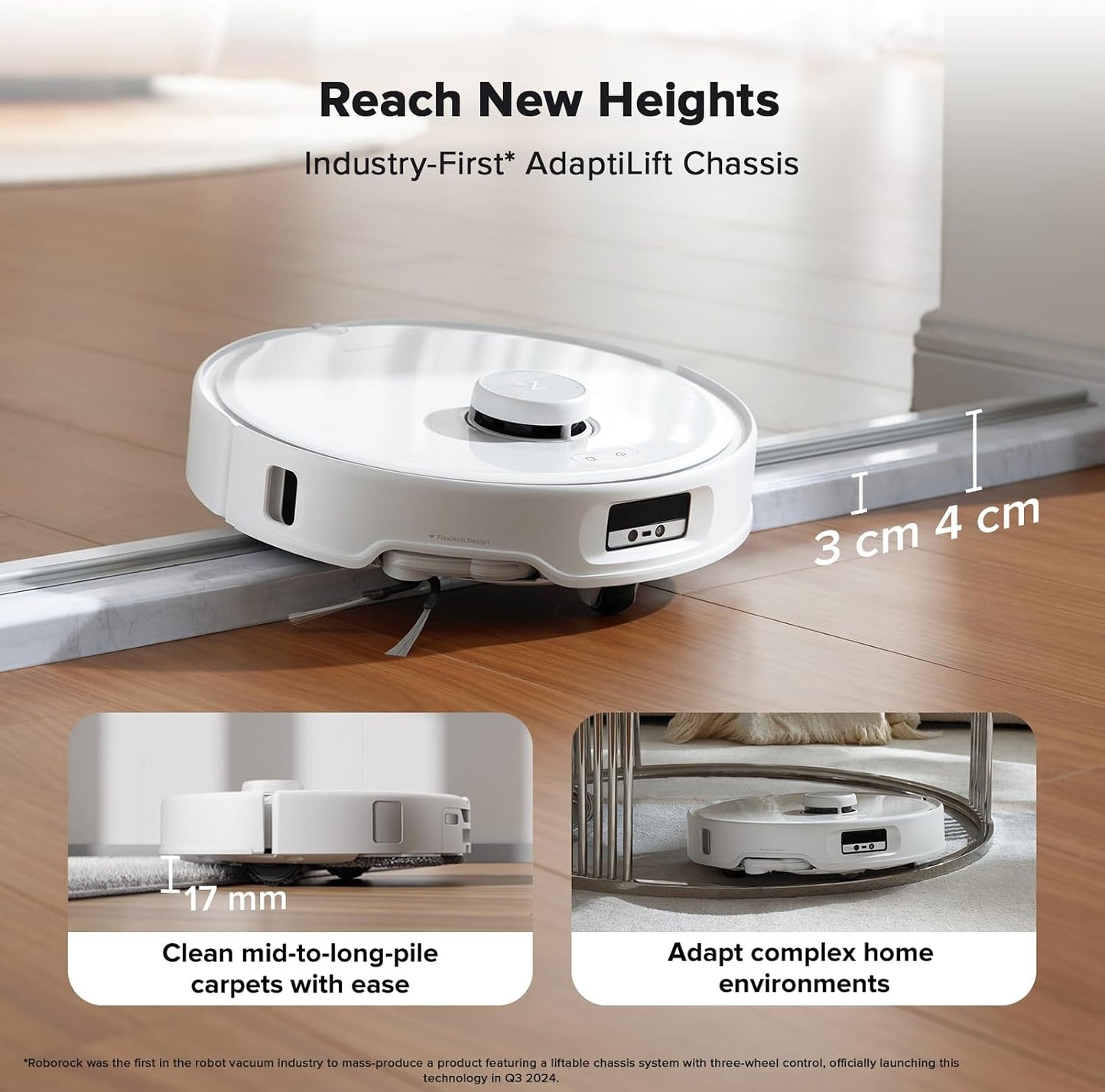 roborock Qrevo Curv Vacuum Robot, 18500PA Suction, 0 Tangle, Main DuoDivide/Side Brushes, FlexiArm Arc Self-Cleaning/Drying FlexiArm Mop, AdaptiLift Chassis, Self-Emptying