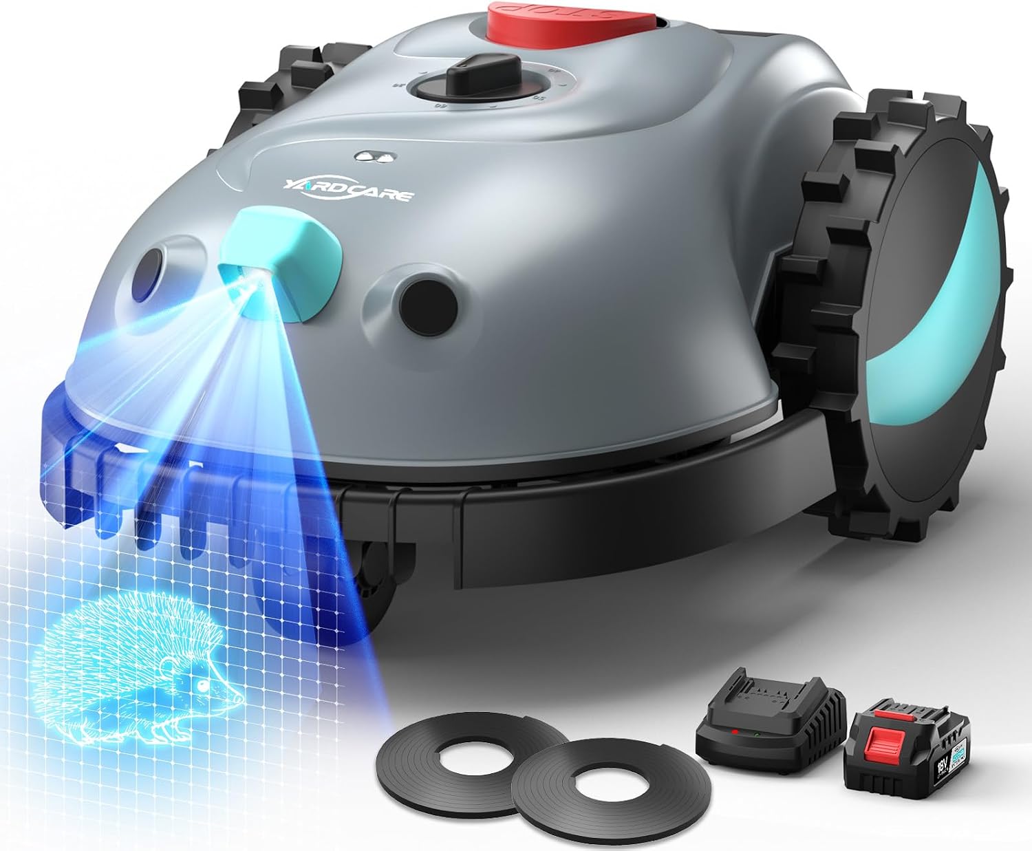 YARDCARE V100 Robot Lawnmower without Boundary,Vision Navigation,150 Obstacle Detection,20-60 mm Cutting Height,Robotic Lawnmower with Magnetic Wires,Low Noise,Replacement Blades,Spot Mow, Max.150m²