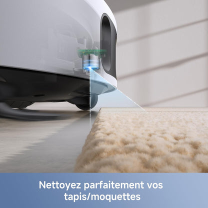 MOVA E30 Ultra Robot Vacuum Cleaner and Floor Washer, 7000Pa with Automatic Emptying, Anti-Tangle, Self-cleaning Cloth, 10.5 mm Lifting and Ultrasonic Carpet Detection, White