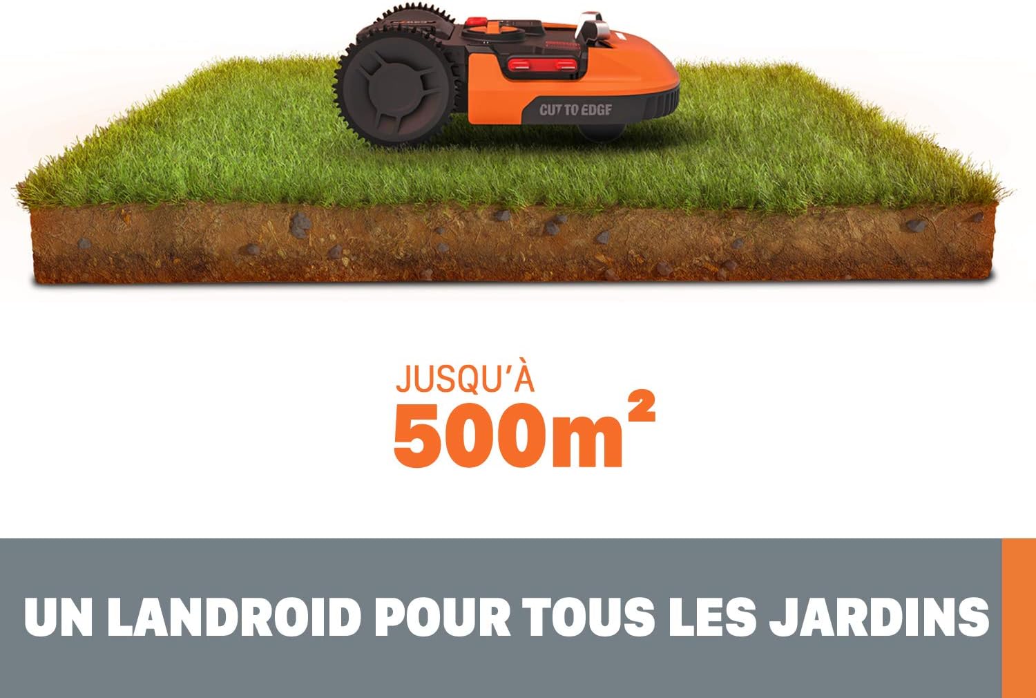 WORX Landroid Plus WR165E Robotic Lawnmower with Boundary Cable for Gardens up to 500 m² (AIA Navigation, App Control, WiFi, Bluetooth and Floating Mower - Max Gradient: 35%)