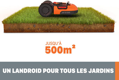 WORX Landroid Plus WR165E Robotic Lawnmower with Boundary Cable for Gardens up to 500 m² (AIA Navigation, App Control, WiFi, Bluetooth and Floating Mower - Max Gradient: 35%)