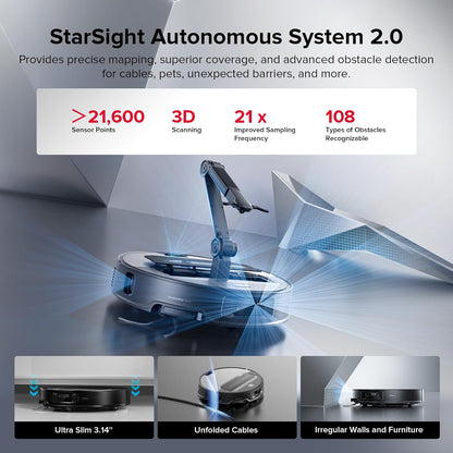 roborock Saros Z70 Robot Vacuum and Mop, OmniGrip Mechanical Arm, AI-Powered, 22,000Pa, 3.14'' Ultra Slim, FlexiArm Riser Technology, AdaptiLift Chassis, Obstacle Avoidance, Multifunctional Dock 4.0