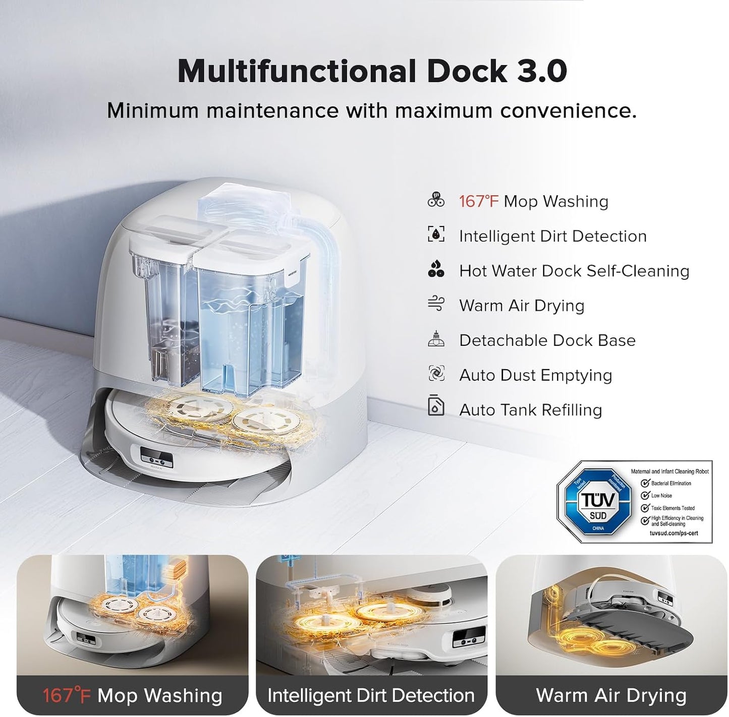 roborock Qrevo Curv Vacuum Robot, 18500PA Suction, 0 Tangle, Main DuoDivide/Side Brushes, FlexiArm Arc Self-Cleaning/Drying FlexiArm Mop, AdaptiLift Chassis, Self-Emptying