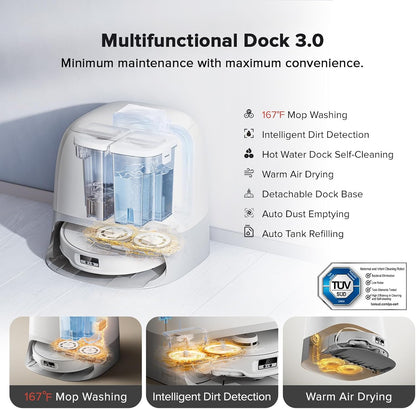roborock Qrevo Curv Vacuum Robot, 18500PA Suction, 0 Tangle, Main DuoDivide/Side Brushes, FlexiArm Arc Self-Cleaning/Drying FlexiArm Mop, AdaptiLift Chassis, Self-Emptying