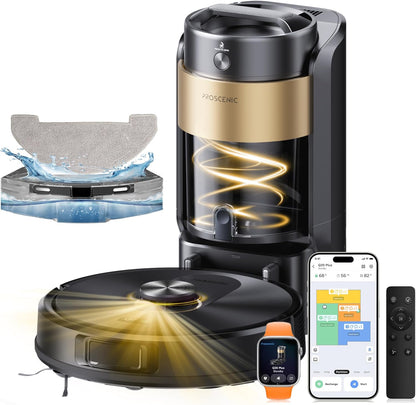 Proscenic Q20 Plus Robot Vacuum Cleaner with Mop, Multi-Cyclone Bagless Self Emptying Docking Station, 10000pa/180min Runtime, Lidar Navigation, Robotic Vacuum for Pet Hair, Carpet and Hard Floor