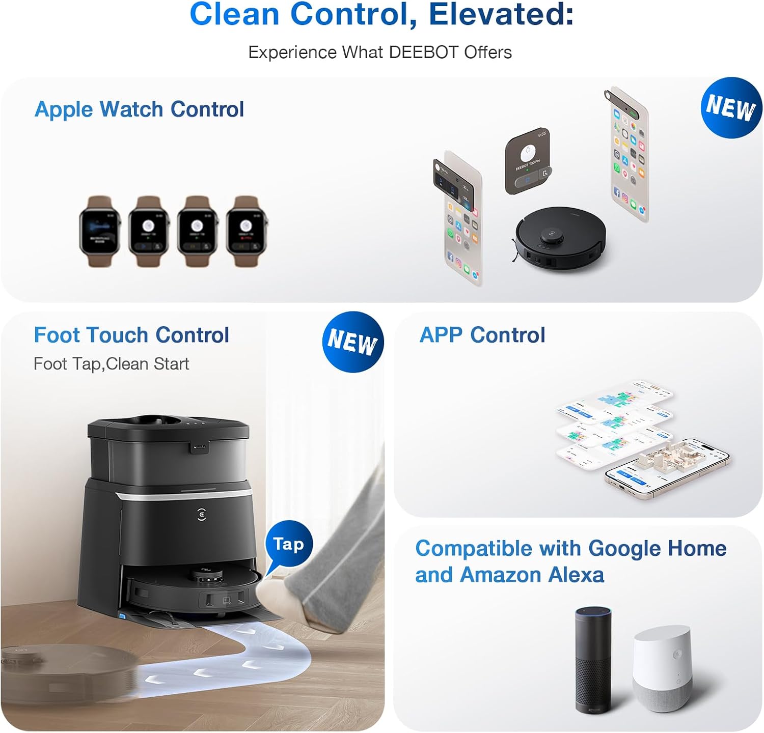 ECOVACS DEEBOT T30 OMNI Robot Vacuum Cleaner with Mini Station, TruEdge™ Adaptive Edge Mopping, ZeroTangl Brush Design, 11,000 PA, Hot Water Mop Washing