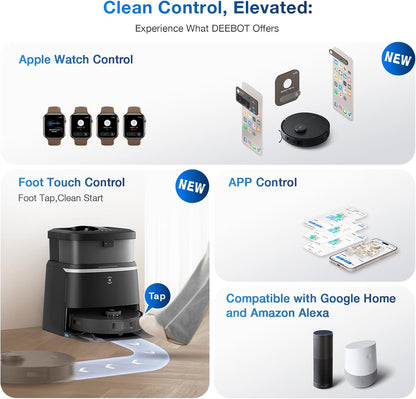ECOVACS DEEBOT T30 OMNI Robot Vacuum Cleaner with Mini Station, TruEdge™ Adaptive Edge Mopping, ZeroTangl Brush Design, 11,000 PA, Hot Water Mop Washing