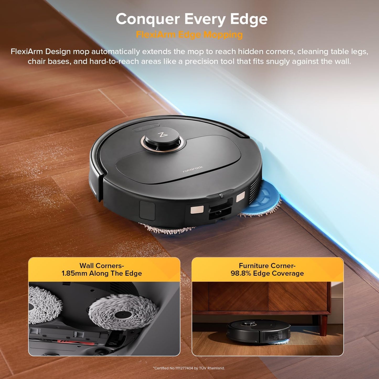 roborock Qrevo S5V Robot Vacuum Cleaner with Mop, FlexiArm Edge Mopping