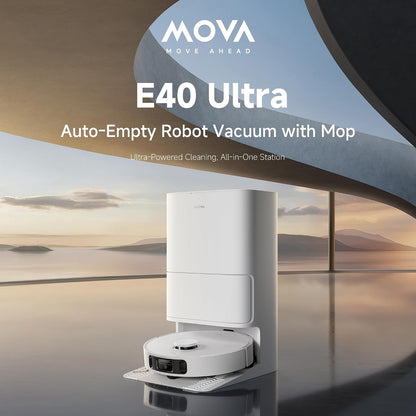MOVA E40 Ultra Robot Vacuum and Mop, 19000Pa Suction & Anti-Tangle Brushes