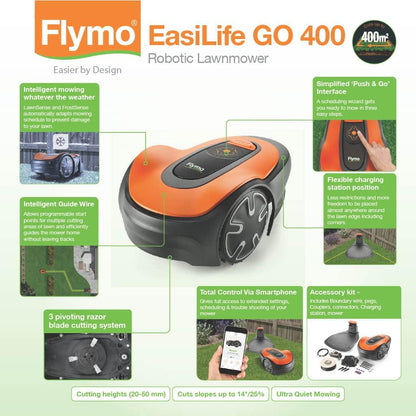 Flymo EasiLife GO 400 Robot Lawnmower – Cuts lawns up to 400m²