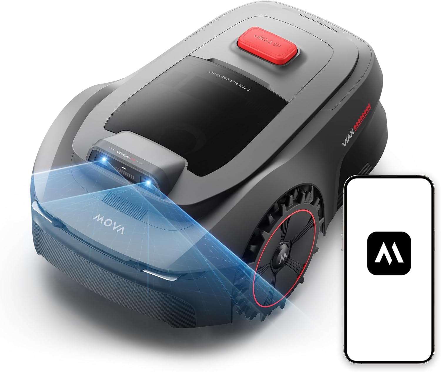 MOVA ViAX 300 Robot Lawnmower without Boundary, Recommended 300 ㎡, AI-Assisted Auto Mapping, U-Shape Path Planning, Dual-Vision Obstacle Avoidance, Edge Cutting, Complex Terrain, App Control