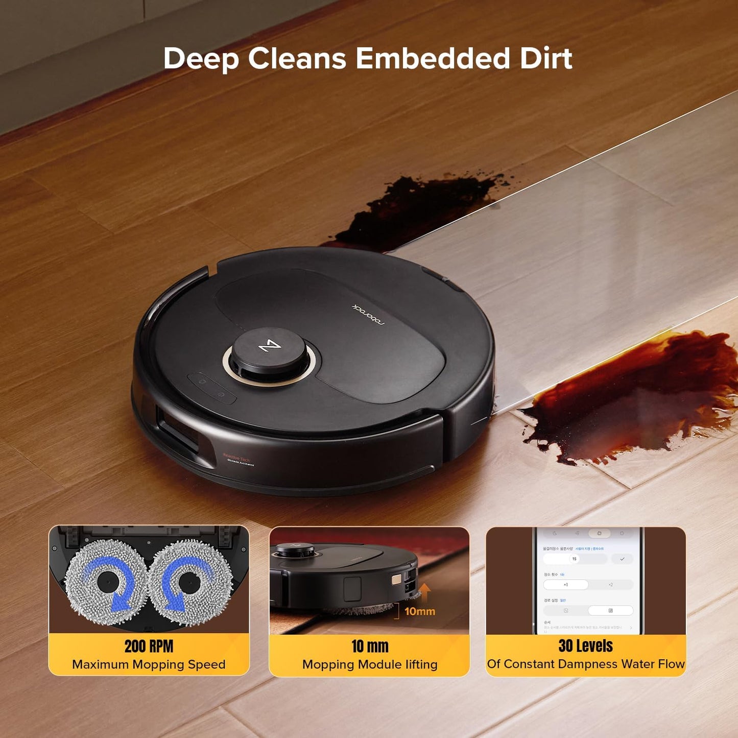 roborock Qrevo S5V Robot Vacuum Cleaner with Mop, FlexiArm Edge Mopping