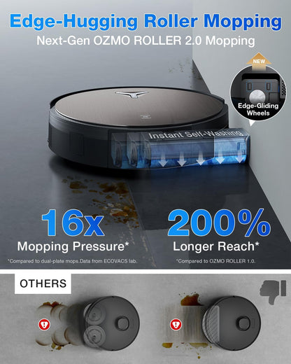 ECOVACS DEEBOT X11 OmniCyclone Robot Vacuum Cleaner with Mop, PowerBoost Charging, OZMO Roller 2.0 Instant Self-Washing Mop, 19,500Pa Suction, Bagless OmniCyclone Station, AIVI 3D Smart Navigation